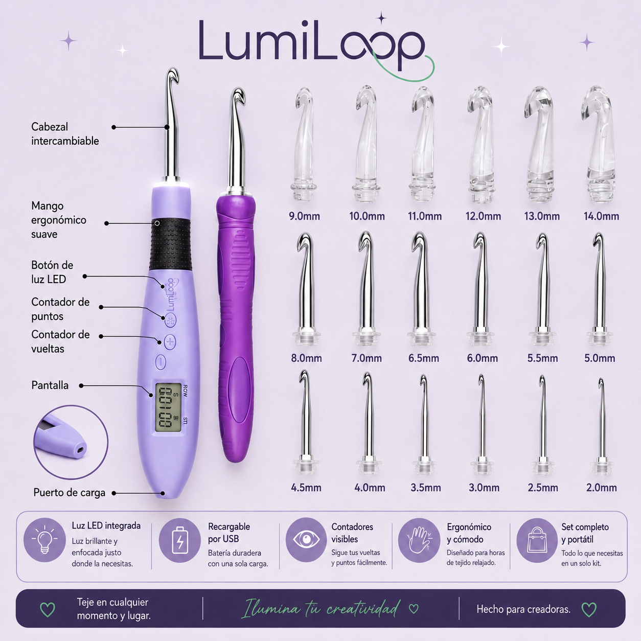 LumiLoop™ Ganchillo luminoso